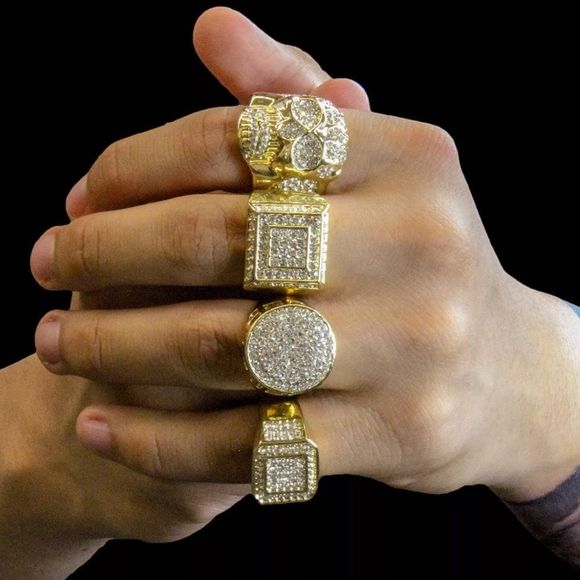 14K Gold Plated 4 Ring Set